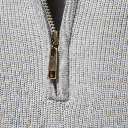 Herren Strickpullover Stehkragen Reißverschluss Baumwolle