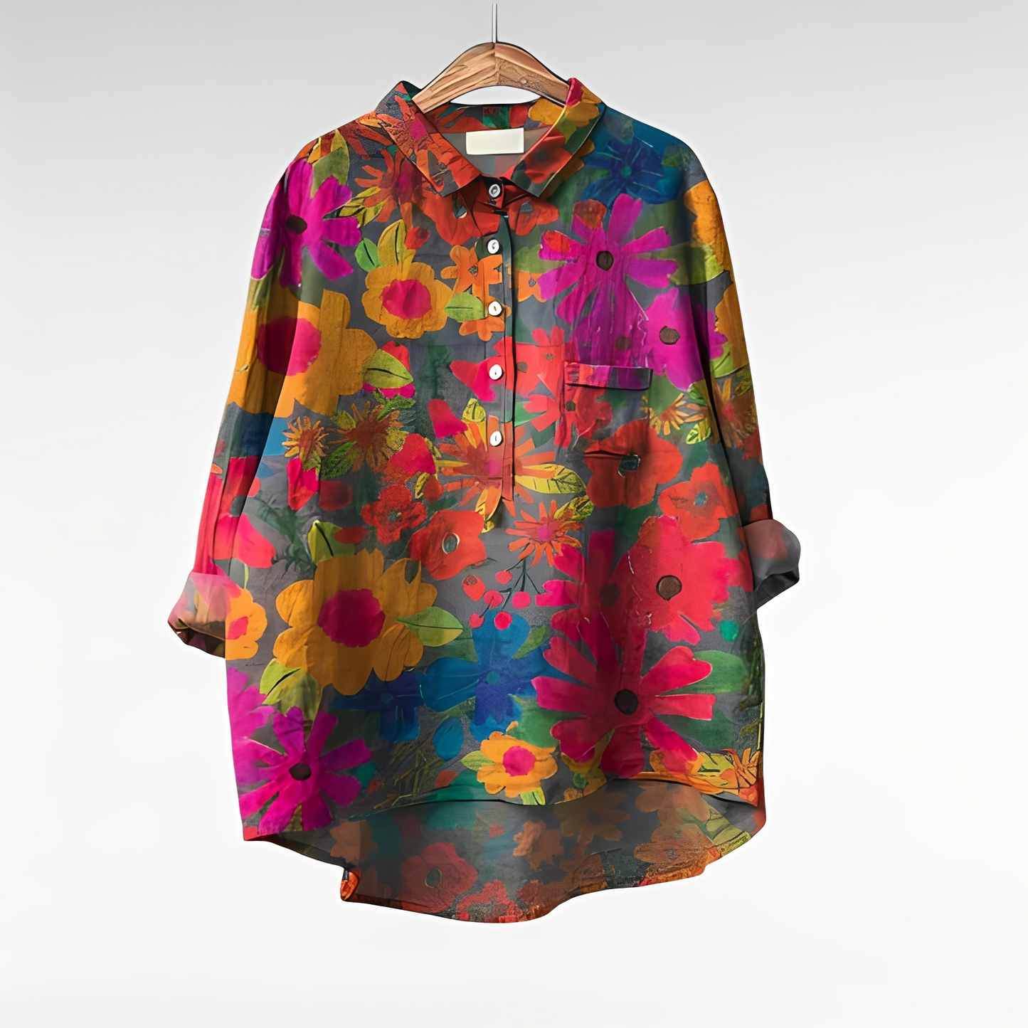 Nessa Damen Bluse Blumenmuster Baumwolle