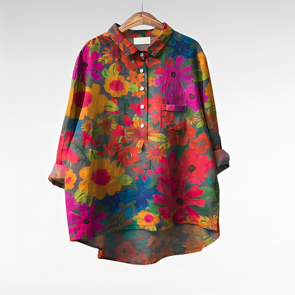 Nessa Damen Bluse Blumenmuster Baumwolle