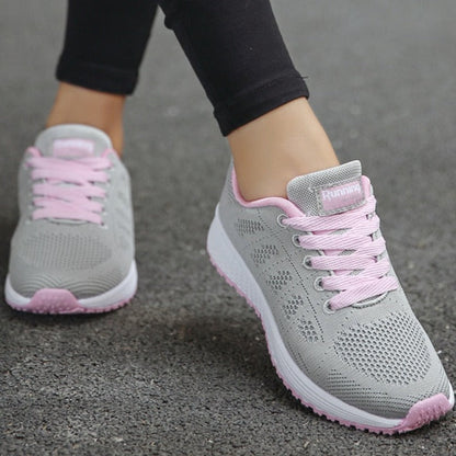 Damen Schnürsneaker Casual Laufschuhe Beige