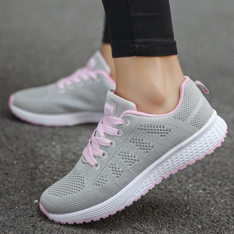 Damen Schnürsneaker Casual Laufschuhe Beige