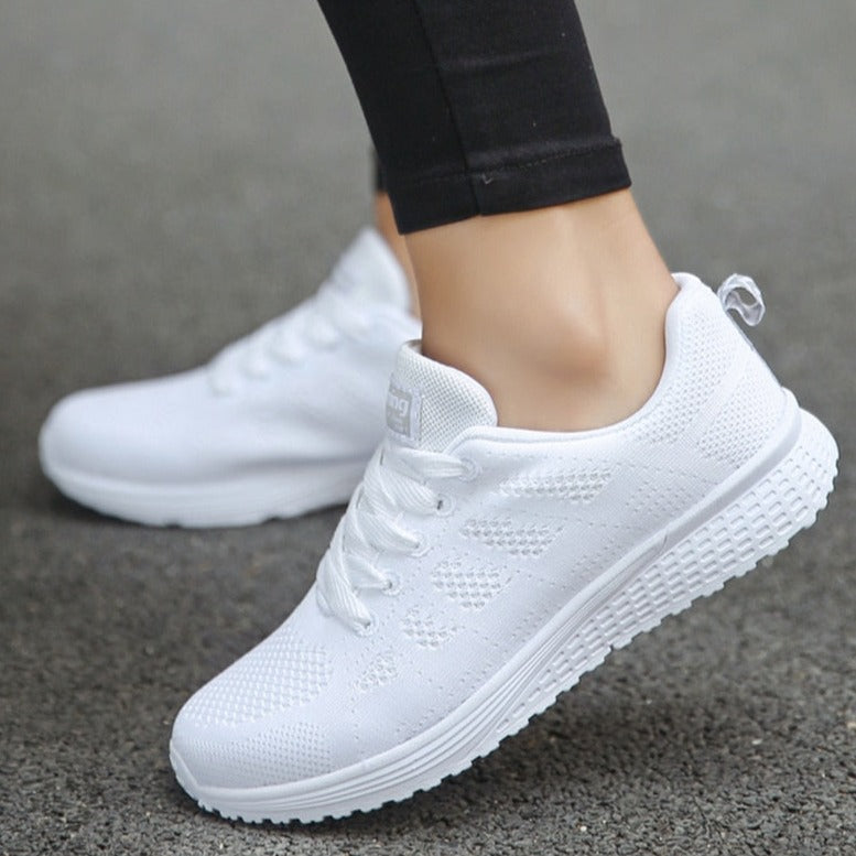 Damen Schnürsneaker Casual Laufschuhe Beige