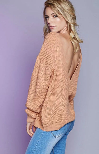 Damen Strickpullover V-Ausschnitt Weites Design Norvielle