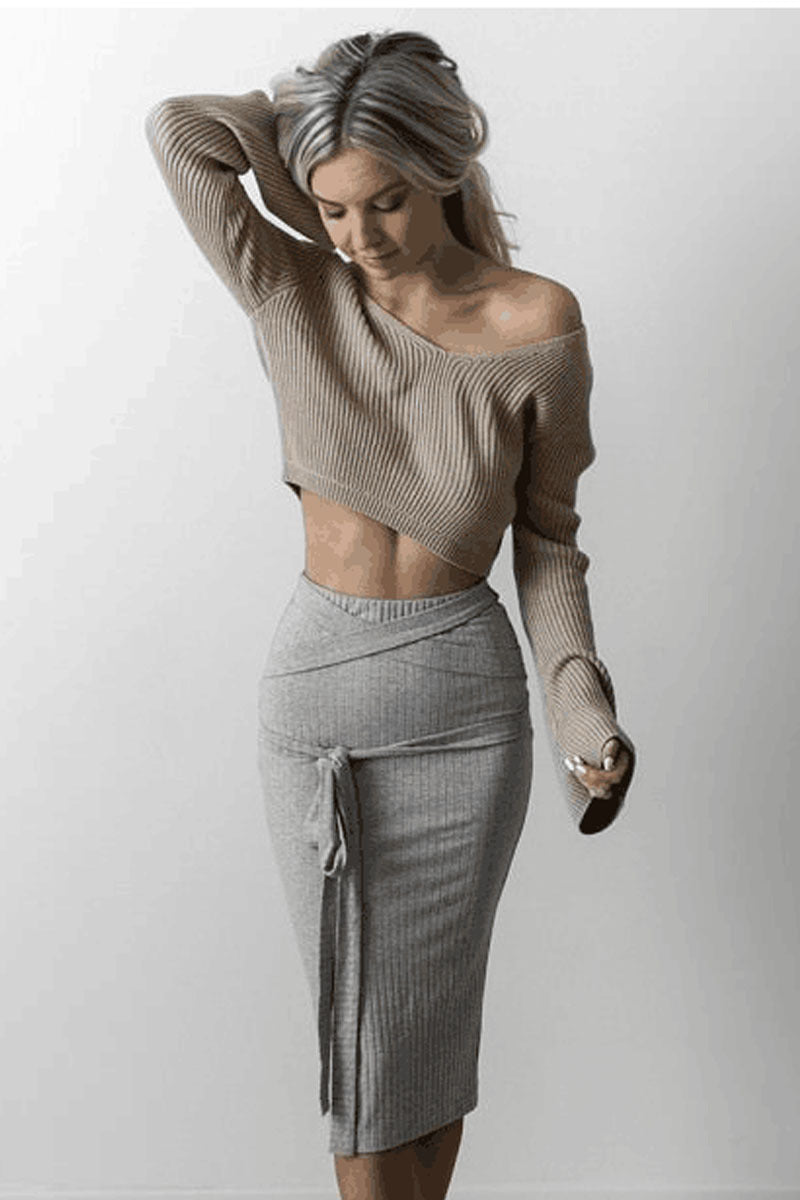 Damen Pullover Weiter Kragen Rippstruktur Beige