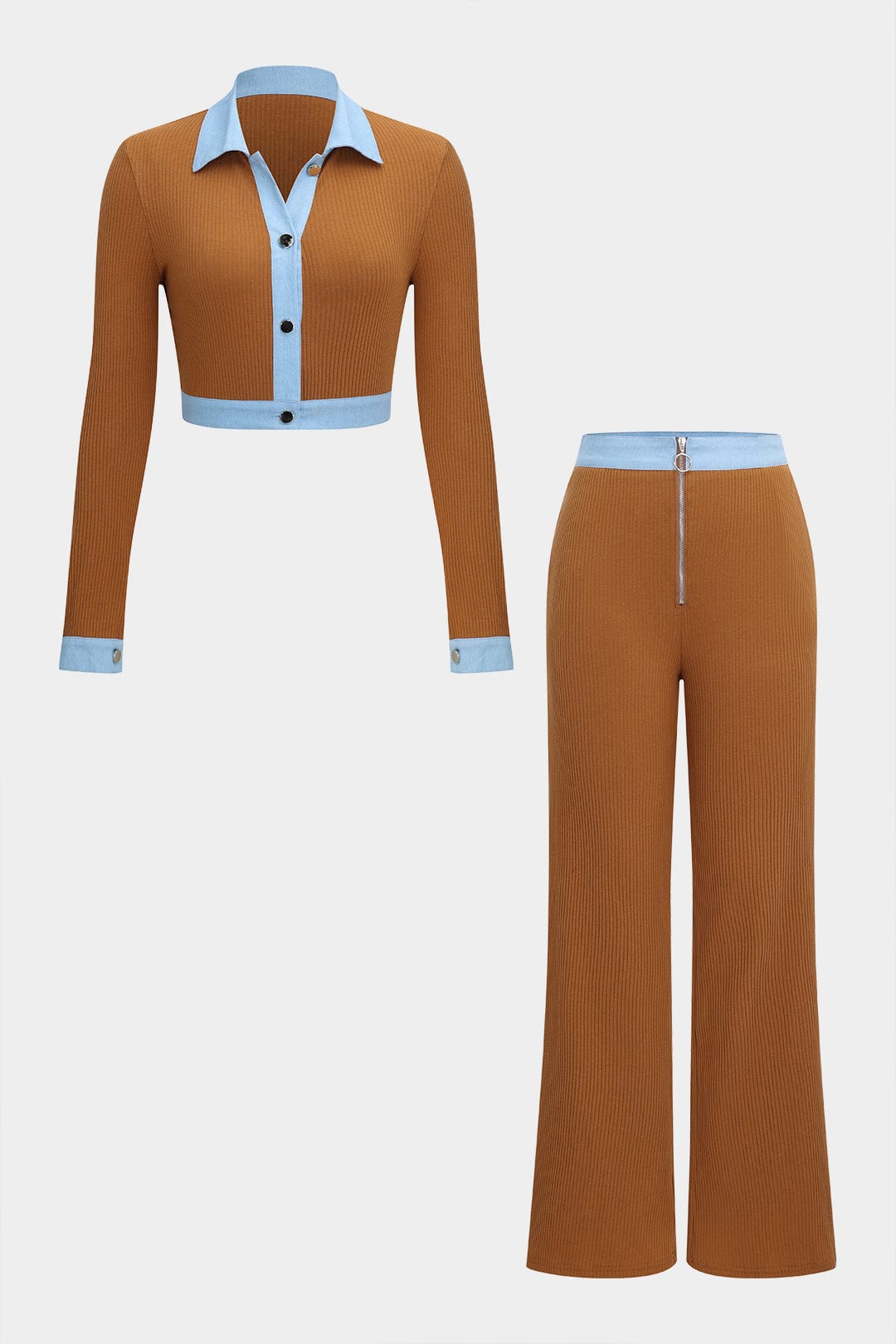 Damen Zweiteiler-Set Hemd Wide-Leg-Hose Modern