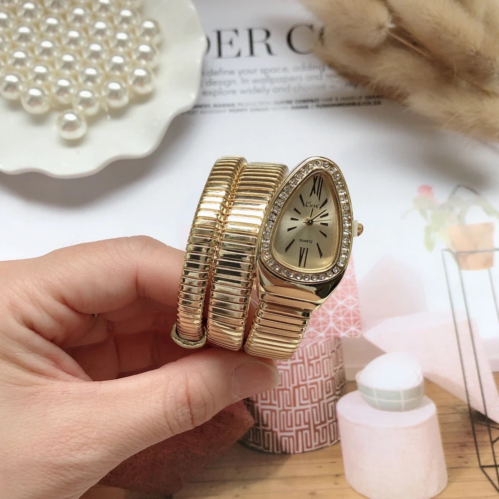 Norvielle Damen Armbanduhr Goldene Wickelarmband