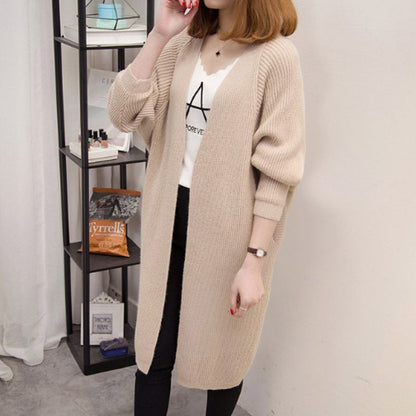 Damen Strickcardigan Lässig Offene Front Tiefen Taschen Beige - Norvielle