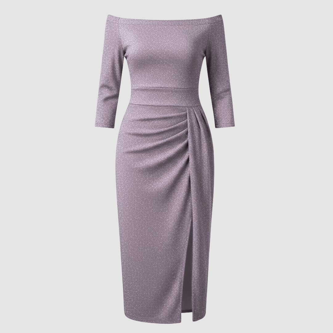 Damen Kleid Mittellang Schulterfreies Oberteil