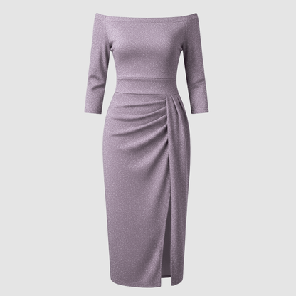 Damen Kleid Mittellang Schulterfreies Oberteil