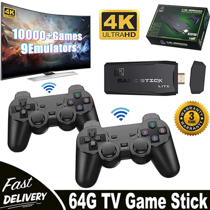 Retro Spielkonsole 4K Hdmi mit 64GB und 2 kabellosen Gamepads