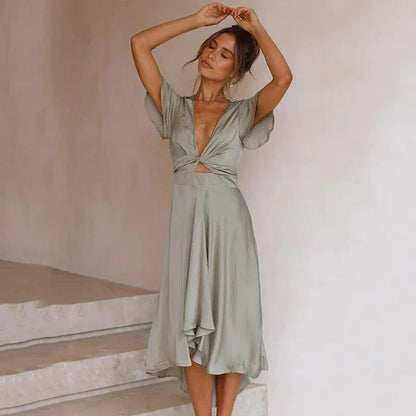Damenkleid V-Ausschnitt Sommerkleid Kurz