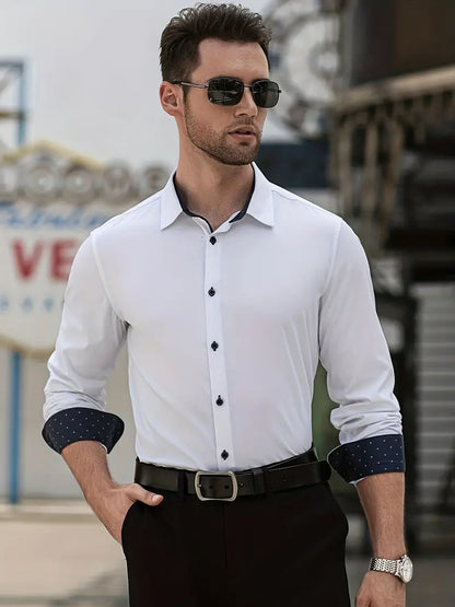 Herren Businesshemd Elegantes Design Kontrastdetails