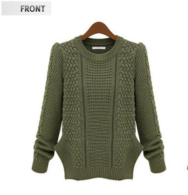 Damen Grobstrickpullover Strukturmaschen Optik Lässig Beige