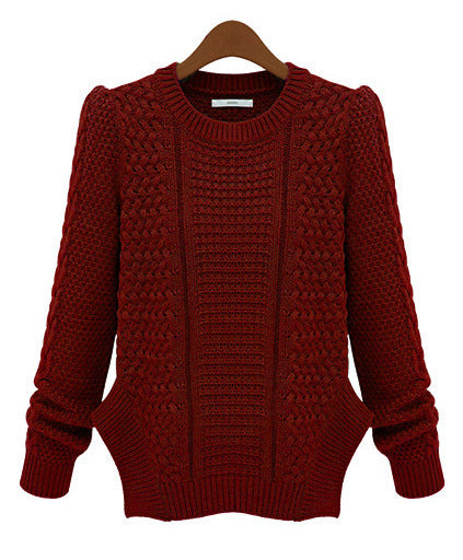 Damen Grobstrickpullover Strukturmaschen Optik Lässig Beige