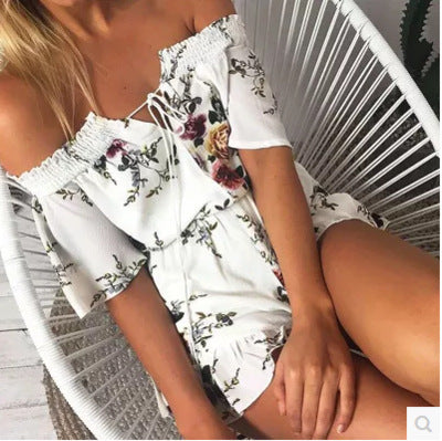 Damen Off-Shoulder Jumpsuit Floralmuster