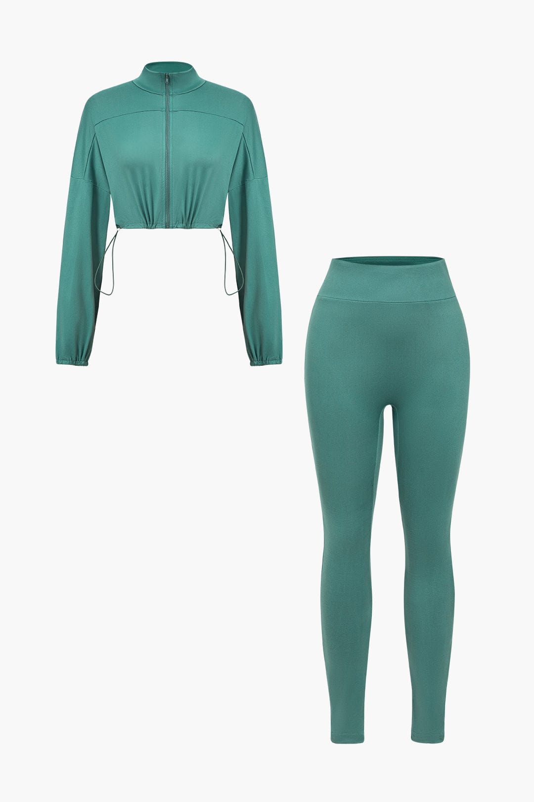 Damen Sportliches Zweiteiler-Set Cropped-Jacke Leggings