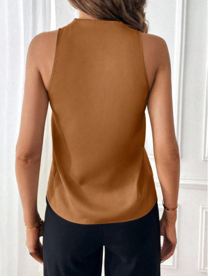 Damen Ärmellose Satin-Weste V-Ausschnitt