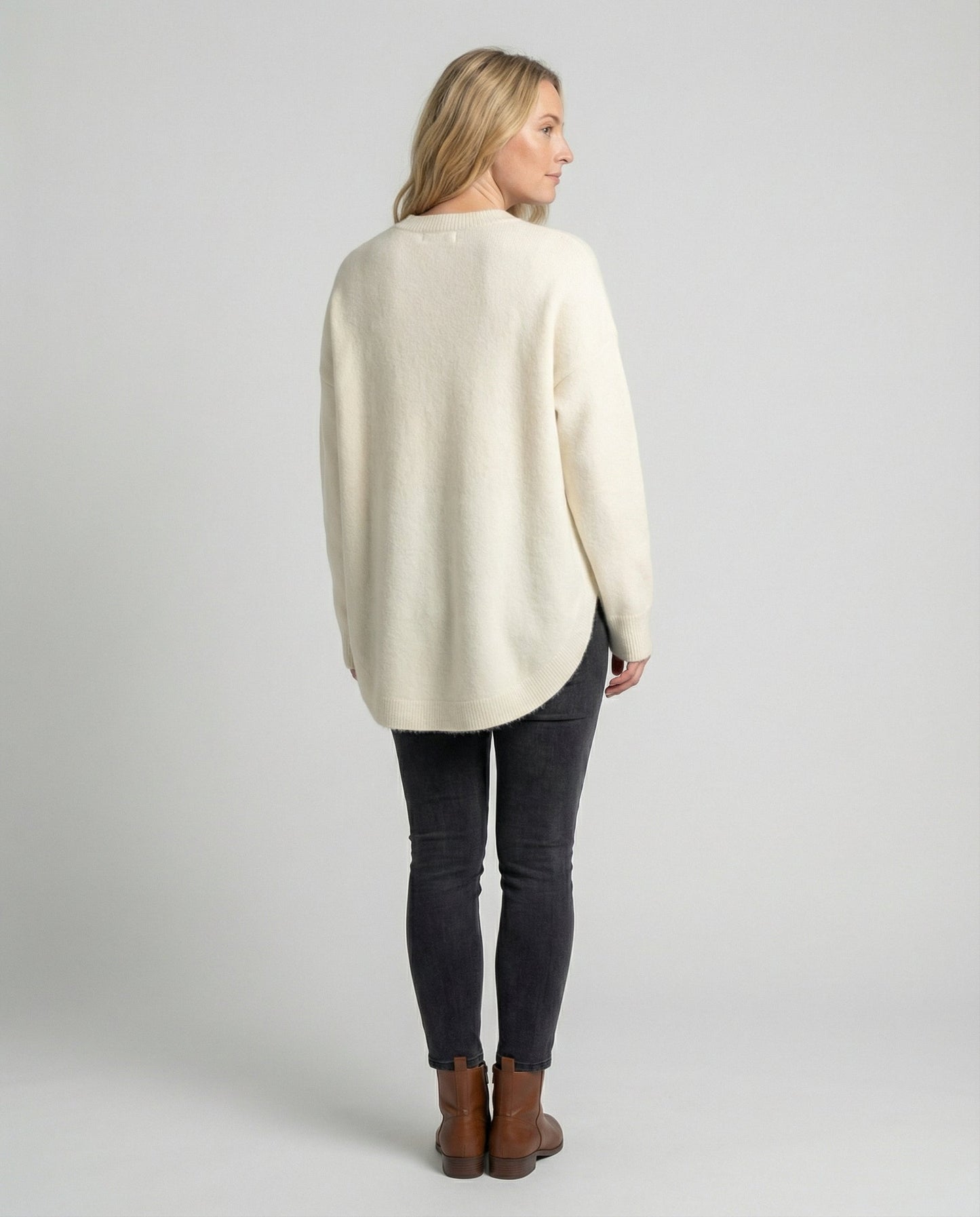 Damen Oversized Pullover aus Wolle Beige