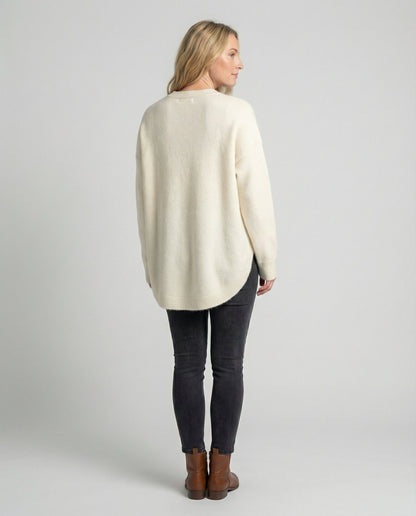 Damen Oversized Pullover aus Wolle Beige