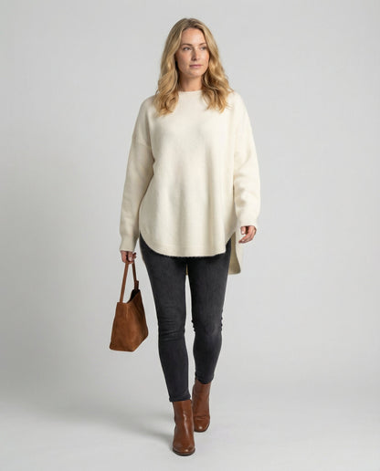 Damen Oversized Pullover aus Wolle Beige