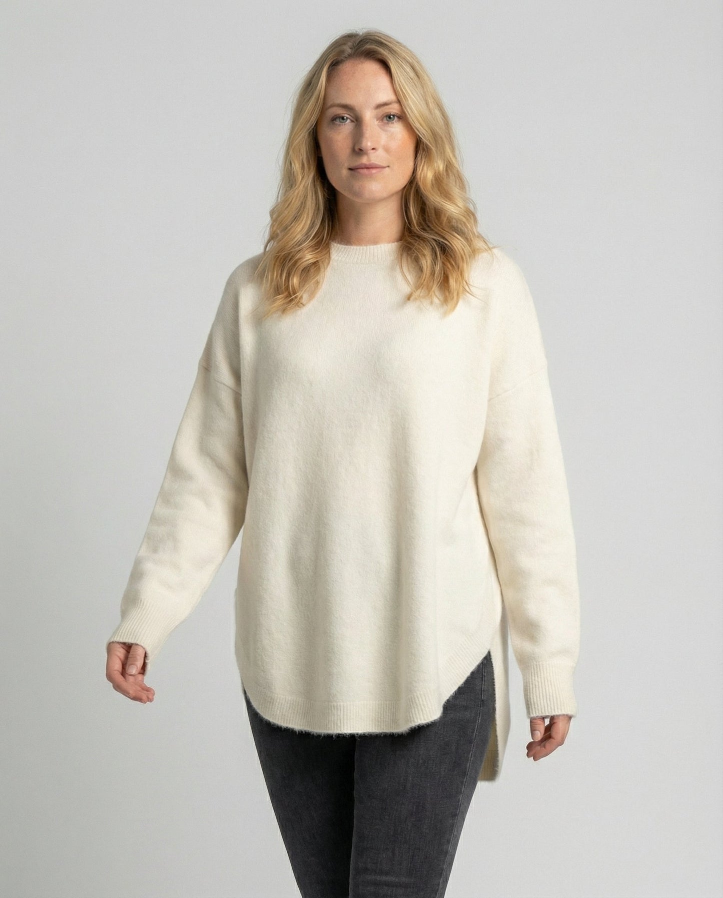 Damen Oversized Pullover aus Wolle Beige - Norvielle