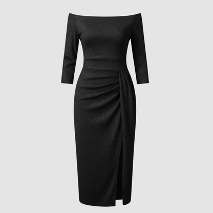 Damen Kleid Mittellang Schulterfreies Oberteil
