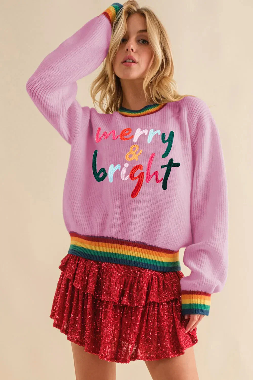 Weihnachtspullover Bunt Regenbogenfarben