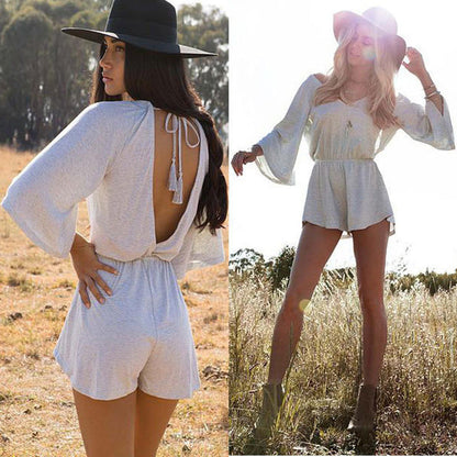 Damen Kombi-Jumpsuit Offener Rücken Weiches Material Norvielle