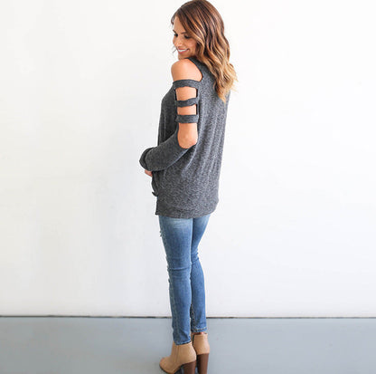 Damen Cut-Out Pullover Lässiger Schnitt Norvielle