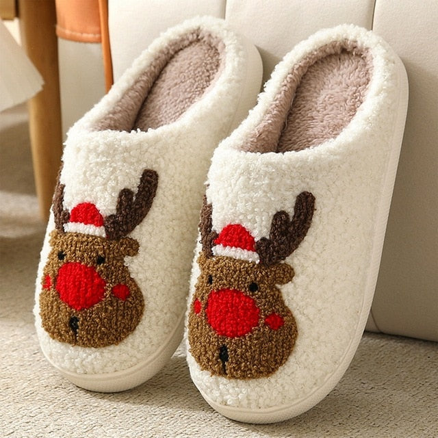Flauschige Damen Tierpantoffeln Weich Beige
