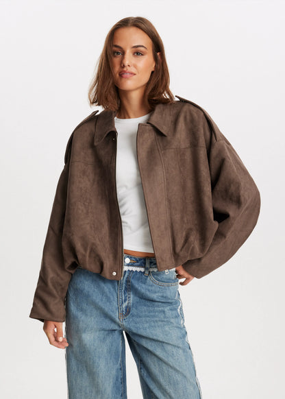 Damenjacke Suededesign Cropped Oversized