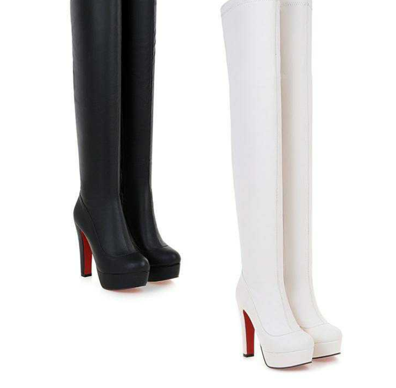 Norvielle Damen Kniehohe Stiefel Wildleder Hohe Absätze - Norvielle