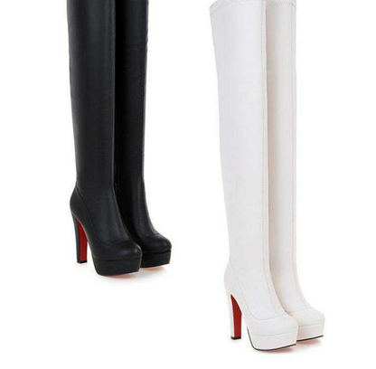 Norvielle Damen Kniehohe Stiefel Wildleder Hohe Absätze - Norvielle