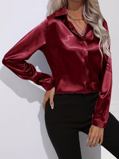 Damen Satin Bluse Elegantes Design