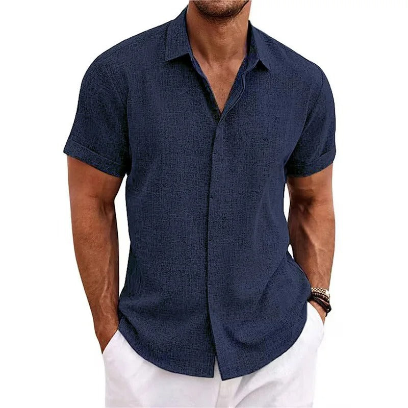 Herren Polo-Shirt Kurzarm Knopf Weiss