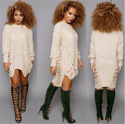 Damen Oversized Strickkleid mit Cut-Out-Details Norvielle - Norvielle