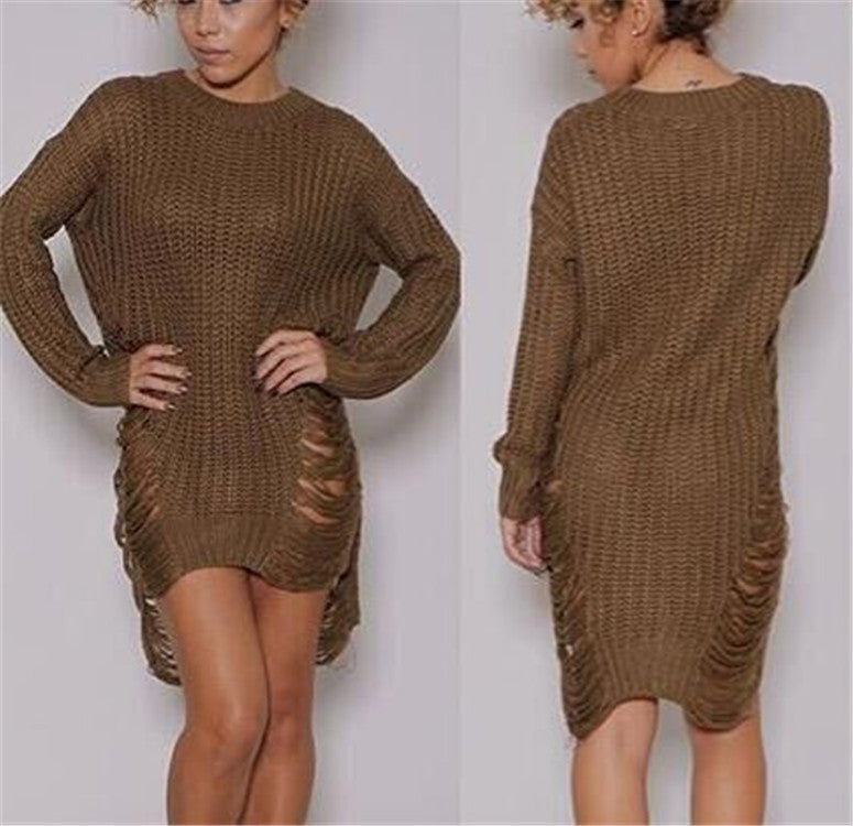 Damen Oversized Strickkleid mit Cut-Out-Details Norvielle