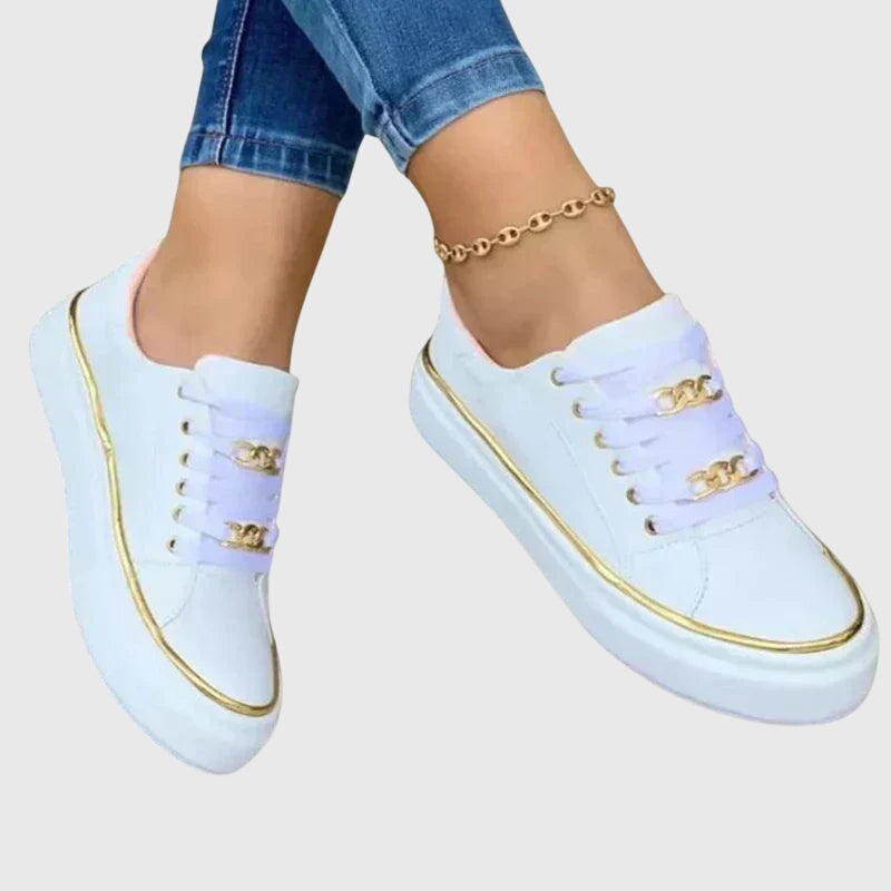 Damen Schnürsneaker Samt Lässig Beige