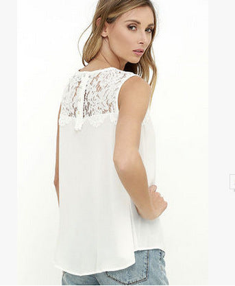 Damen Ärmelloses Spitzenakzente Fließend Beige