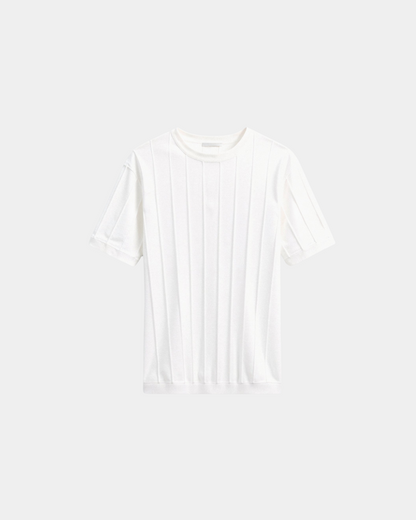Herren Strickshirt Vertikal Rippstruktur Leicht Sommer