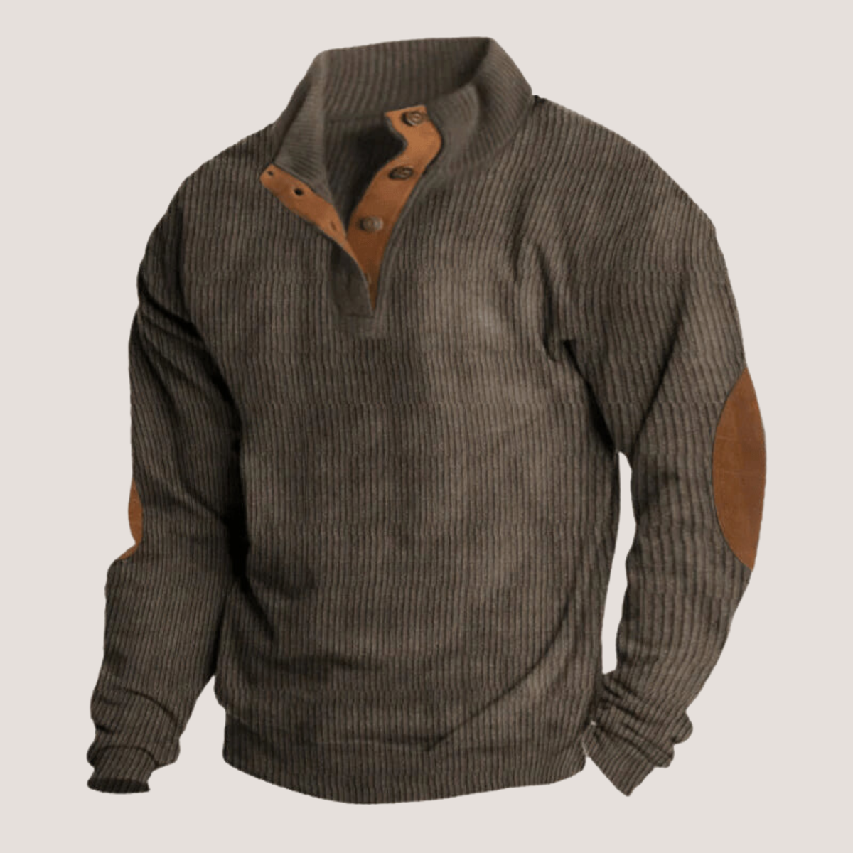 Rico Damen Pullover Knöpfe Baumwolle Beige
