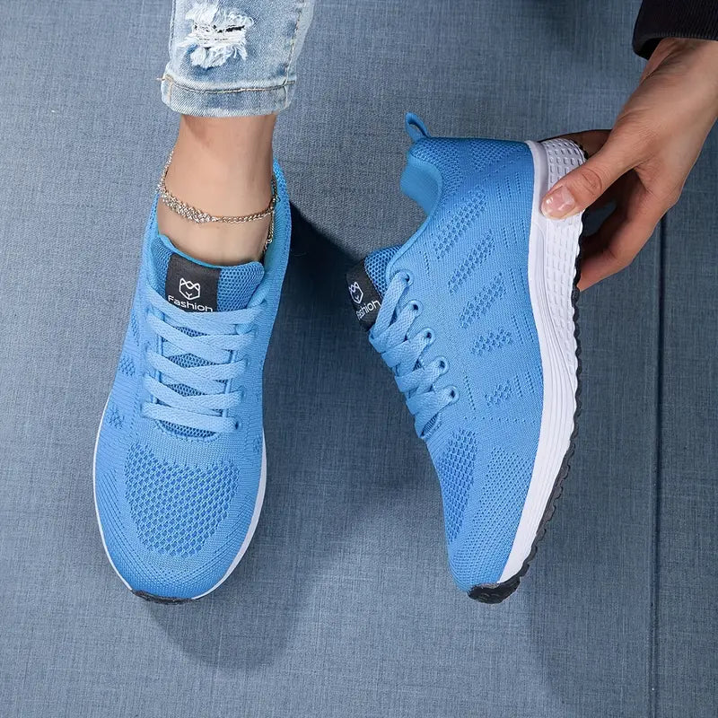 Damen Laufschuhe Atmungsaktives Mesh Leicht Schnürsneaker Schwarz - Norvielle