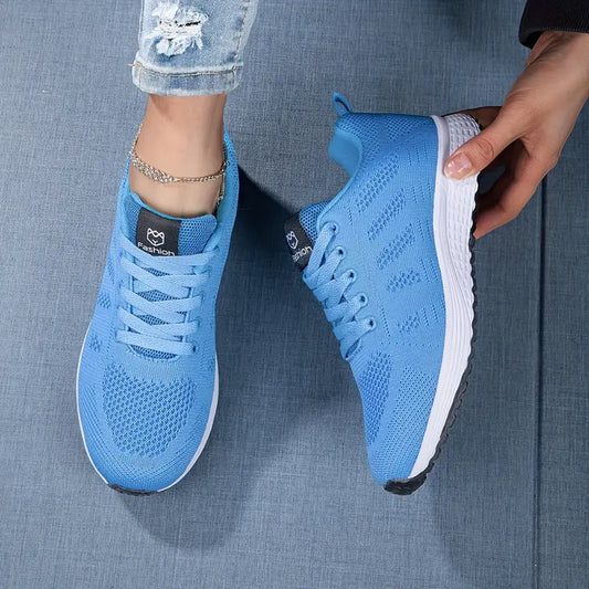 Damen Laufschuhe Atmungsaktives Mesh Leicht Schnürsneaker Schwarz - Norvielle