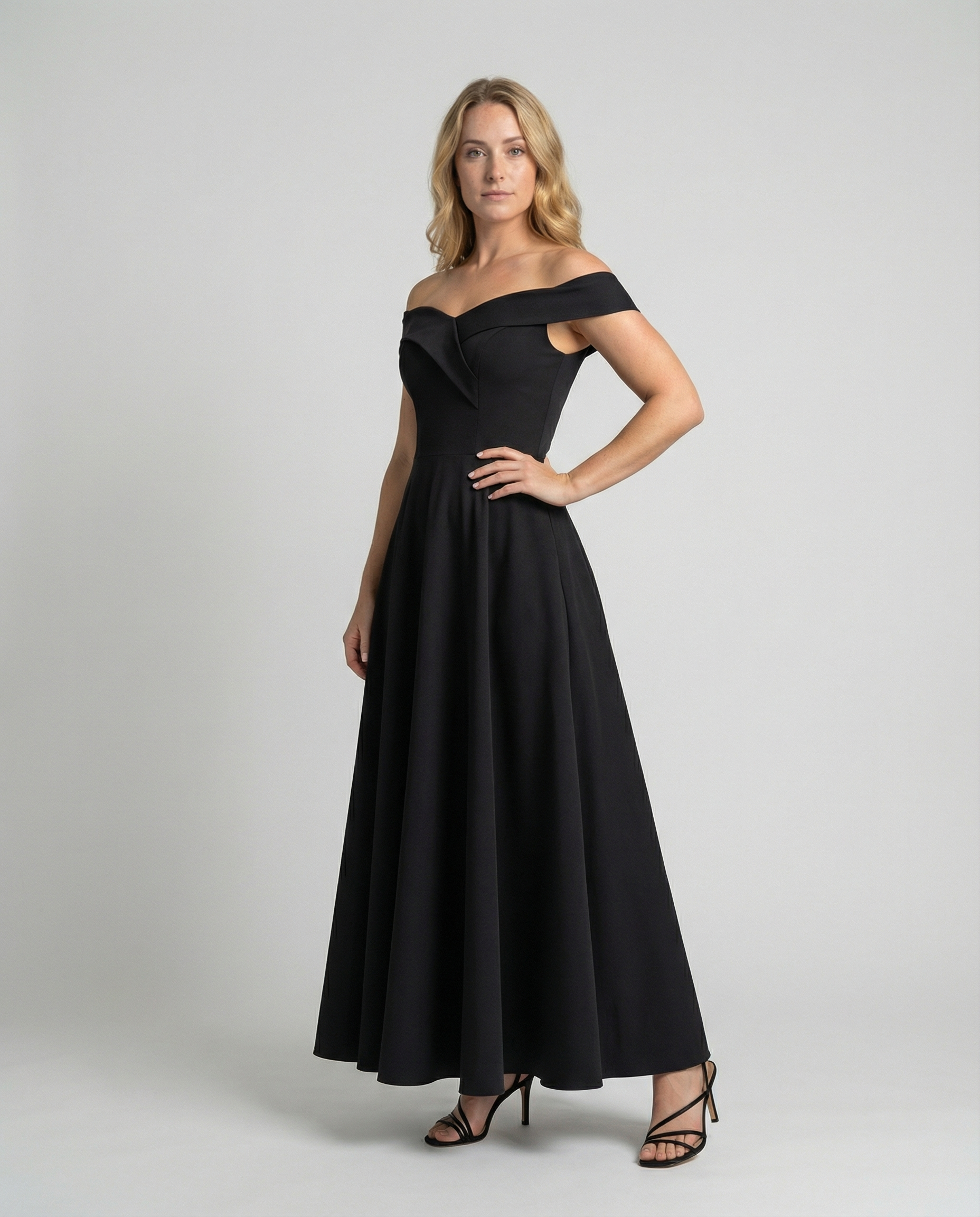 Elegantes Damen Abendkleid Off-Shoulder Schwarz - Norvielle