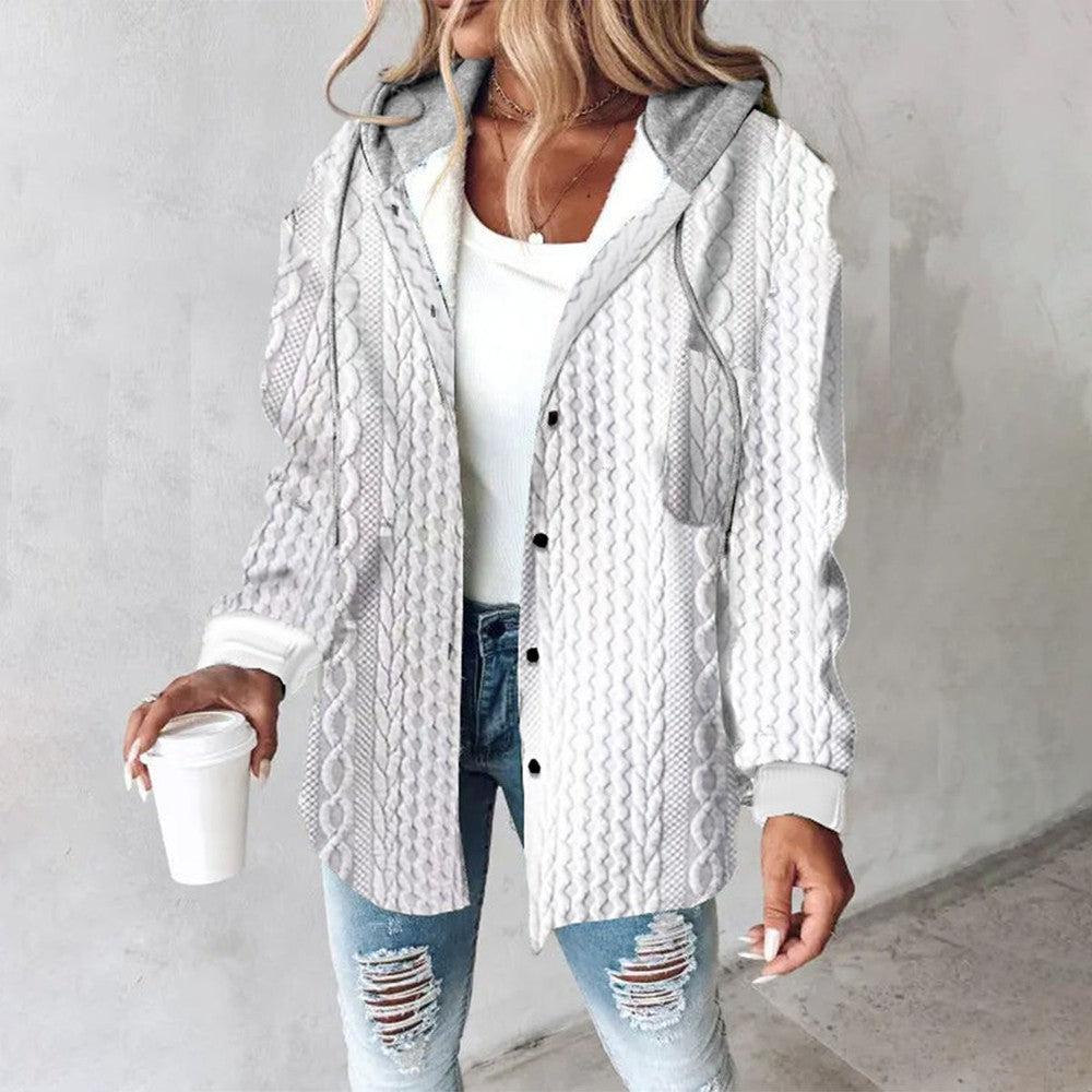 Weißer Einfarbiger Hoodie Damen Herren Norvielle Baumwolle