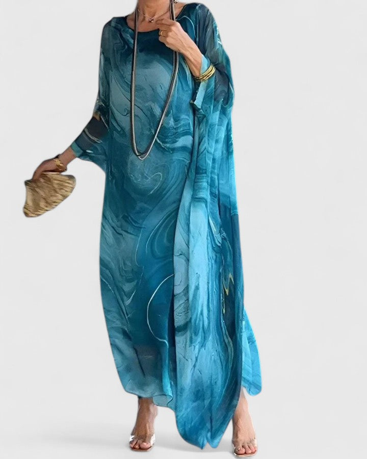 Damen Maxikleid Fledermausärmel Locker Geschnitten - Norvielle