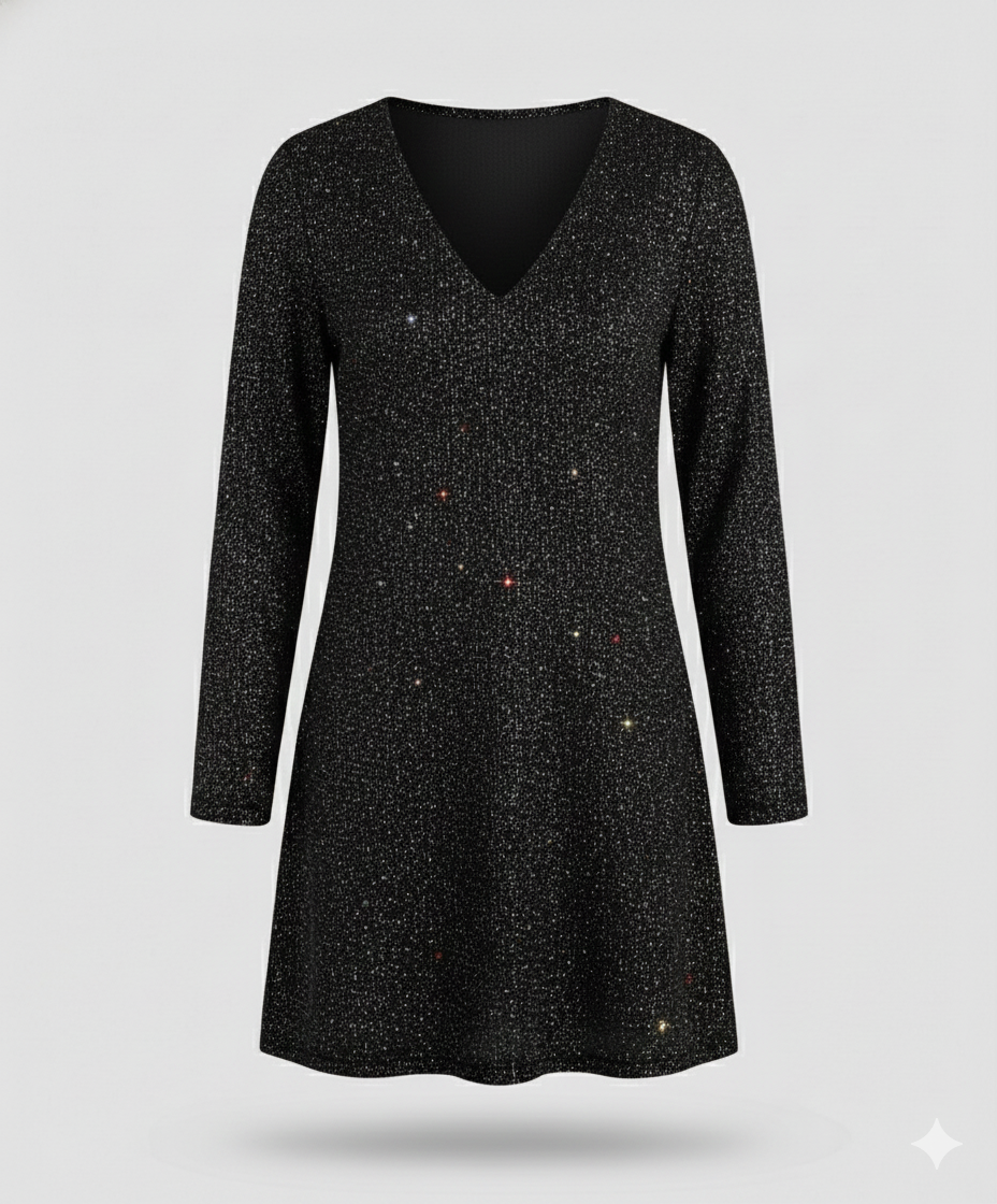 Damen Paillettenkleid Langarm