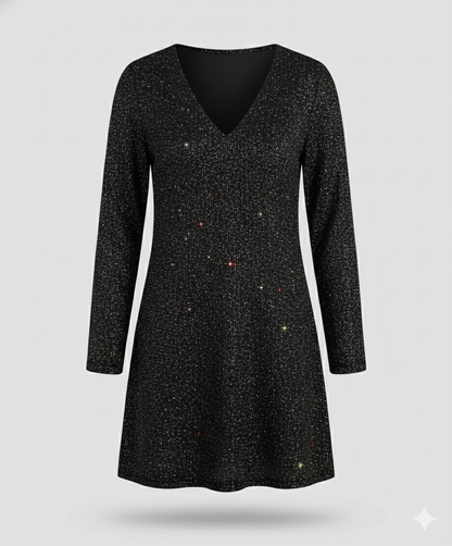 Damen Paillettenkleid Langarm