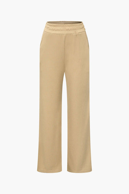 Damen Zweiteiler-Set Asymmetrisches Oberteil Weite Hose