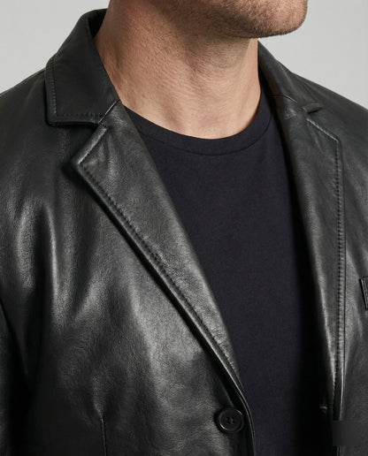 Herren Blazer Kunstleder Modern